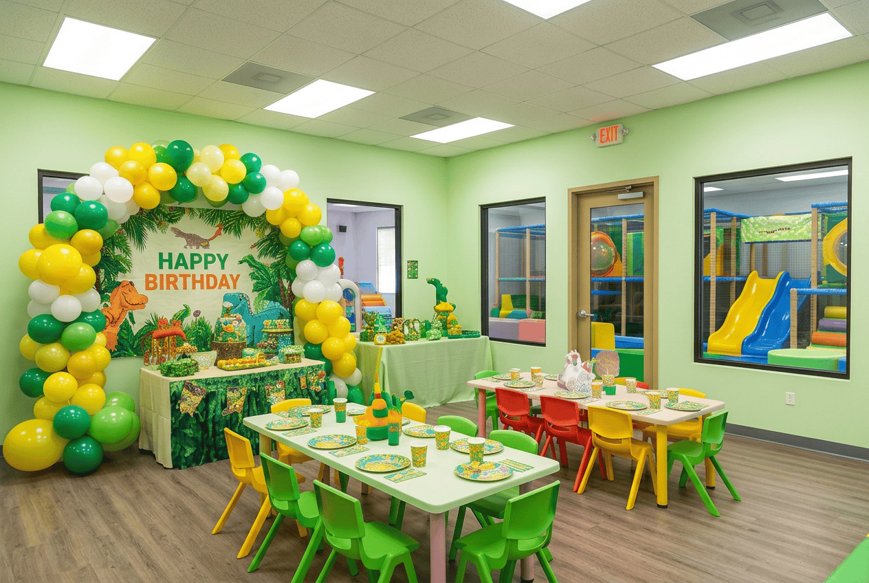The same party room after decorating